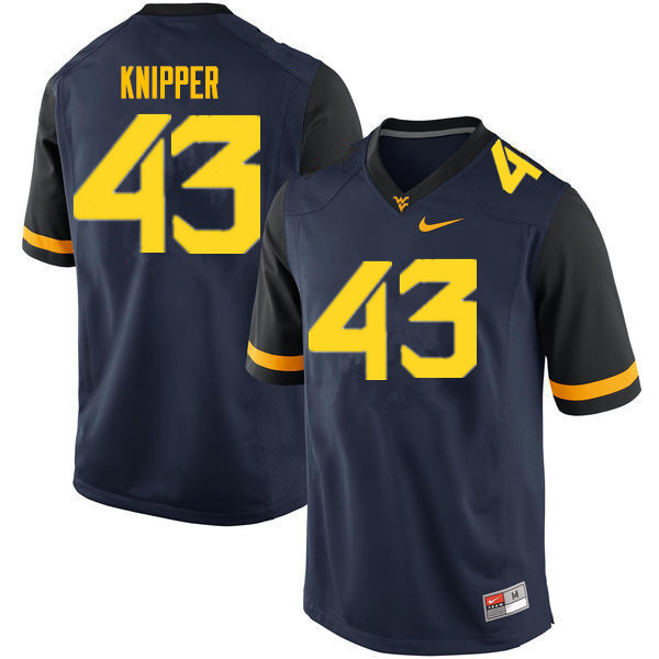 Men #43 Jackson Knipper West Virginia Mountaineers College Football Jerseys Sale-Navy - Click Image to Close